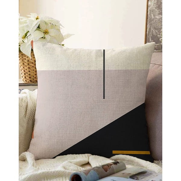 Rožinės ir juodos spalvos medvilninio mišinio minimalistiniai pagalvių užvalkalai Abstract, 55 x 55 cm