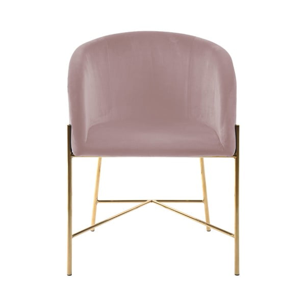 Pastelinės rožinės spalvos kėdė su aukso spalvos kojomis Interstil Nelson