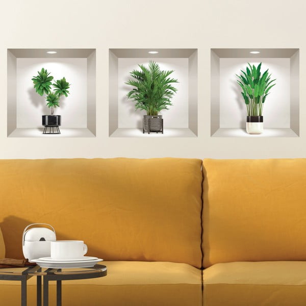 3 3D sieninių lipdukų rinkinys Ambiance Indoor Plants