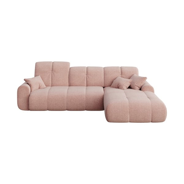 Rožinė kampinė sofa-lova Devichy Tous, dešinysis kampas