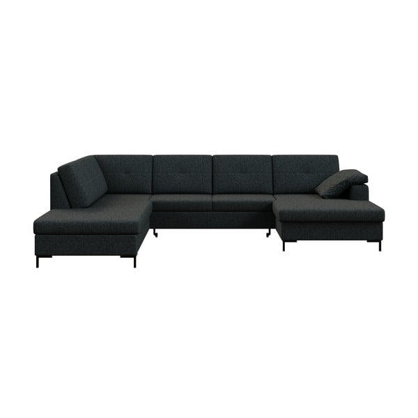 Antracito pilkos spalvos U formos sofa-lova Ghado Moor, kairysis kampas