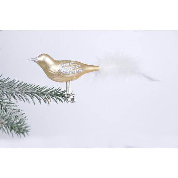3 aukso spalvos paukščio formos stiklinių kalėdinių dekoracijų rinkinys Ego Dekor