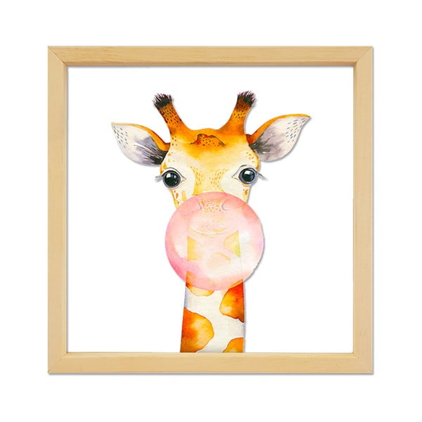 Stiklo paveikslas mediniame rėme Vavien Artwork Giraffe, 32 x 32 cm