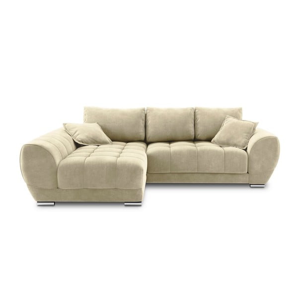 Smėlio spalvos aksominė sofa-lova Windsor & Co Sofos Nuage, kairysis kampas