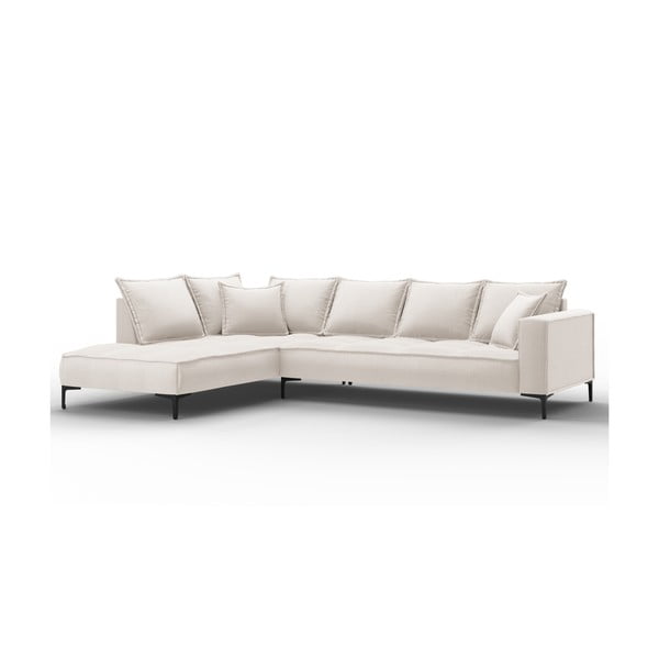 Kreminės baltos spalvos kampinė sofa Interieurs 86 Zelda, kairysis kampas