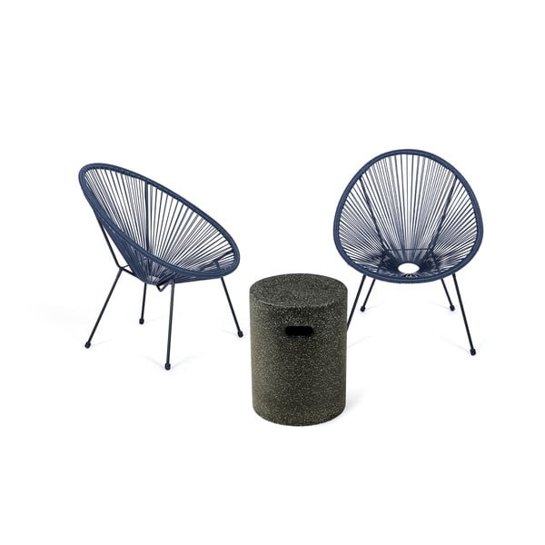 Mėlynų sodo kėdžių komplektas Avocado ir stalas Loris, ø 35 cm