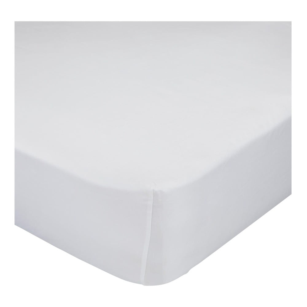 Balta medvilninė elastinė paklodė Happy Friday Basic, 90 x 200 cm