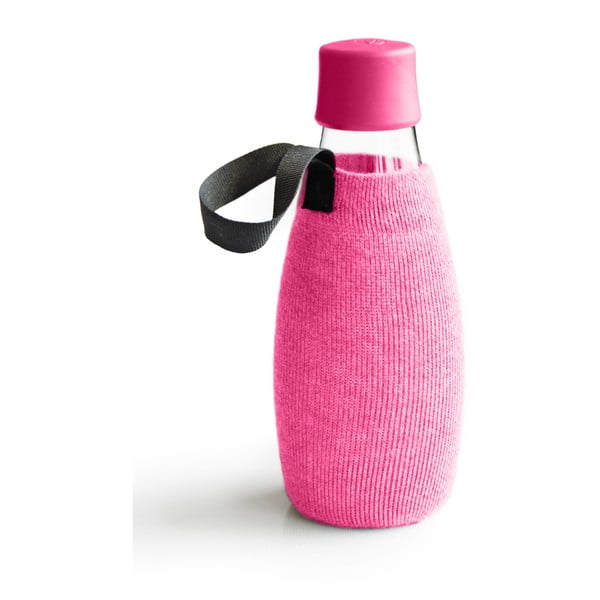 Rožinė stiklinio butelio įmautė ReTap, 500 ml