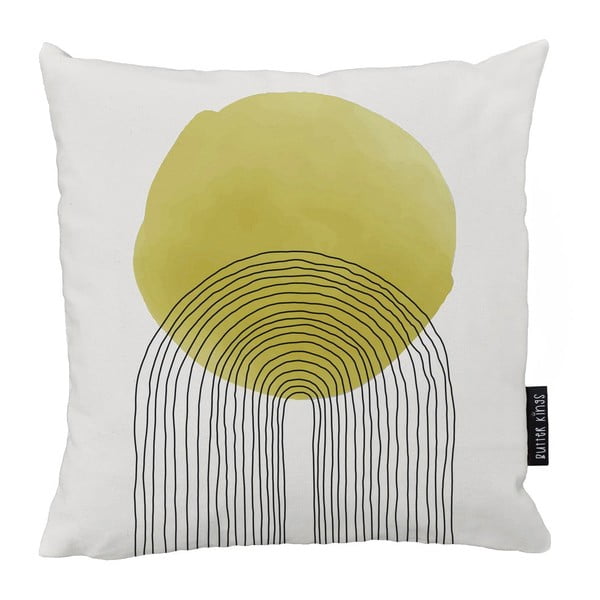 Smėlio ir geltonos spalvos medvilninė dekoratyvinė pagalvėlė Butter Kings Rising Sun, 50 x 50 cm