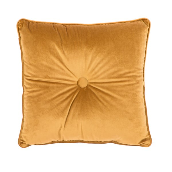 Tamsiai geltona Tiseco Home Studio Velvet Button pagalvėlė, 45 x 45 cm