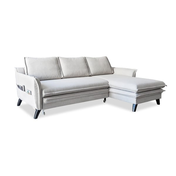 Šviesiai smėlio spalvos sofa-lova Miuform Charming Charlie, dešinysis kampas