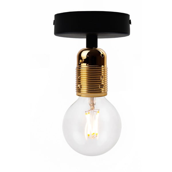 Juodas lubinis šviestuvas su auksiniu lizdu Bulb Attack Uno Basic