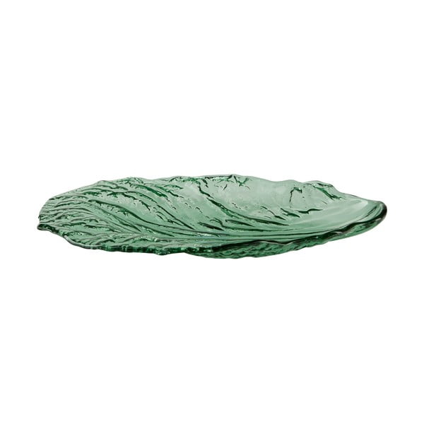 Žalios spalvos stiklinė serviravimo lėkštė Bahne & CO, 28 x 18 cm