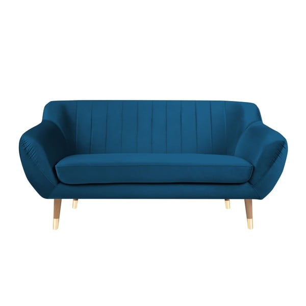 Mėlyna aksominė sofa Mazzini Sofas Benito, 158 cm