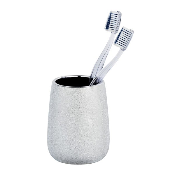 Keraminis sidabrinis dantų šepetėlio puodelis Wenko Glimma