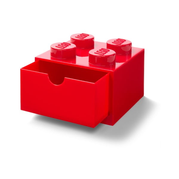 Raudona rašomojo stalo dėžutė su stalčiumi LEGO®, 15 x 16 cm