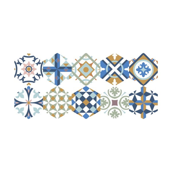 10 grindų lipdukų rinkinys Ambiance Hexagons Rosamar, 20 x 18 cm