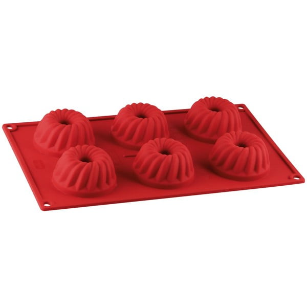 Raudona silikoninė forma 6 mini pyragams Dr. Oetker Flexxibel Love