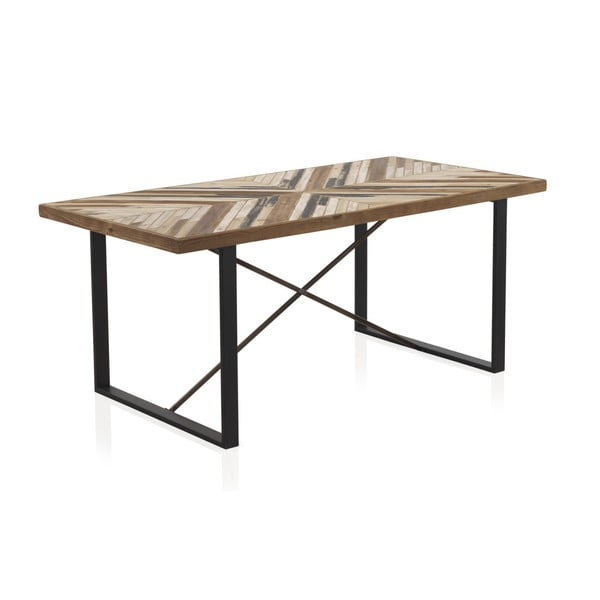 Valgomojo stalas su metalinėmis kojomis ir perdirbtos medienos stalviršiu Geese, 180 x 90 cm