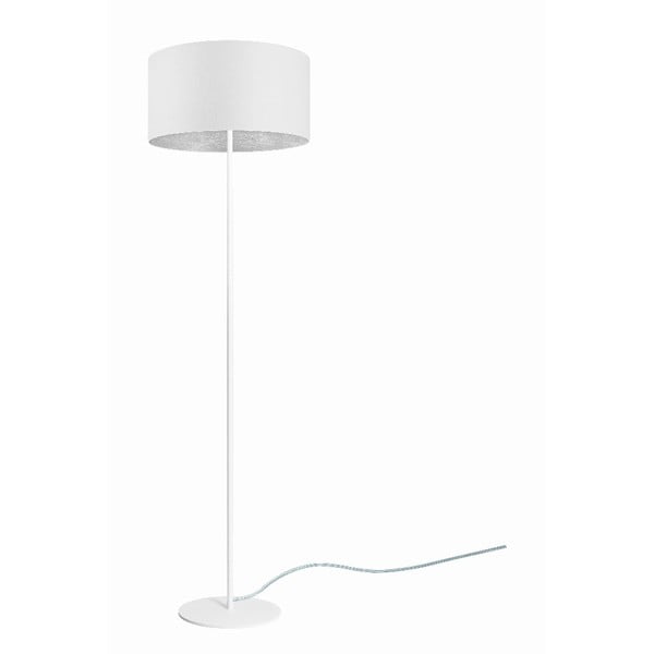 Baltas grindų šviestuvas su sidabro spalvos detalėmis Sotto Luce Mika, ⌀ 40 cm