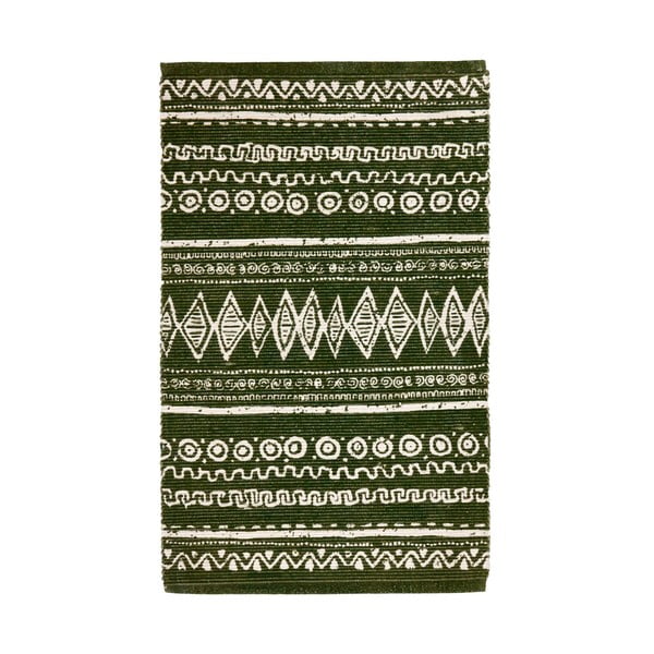 Žalias ir baltas medvilninis kilimėlis Webtappeti Ethnic, 55 x 180 cm