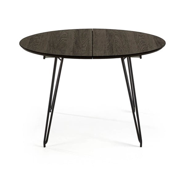 Juodas išskleidžiamas valgomojo stalas Kave Home Norfort, ⌀ 120 cm