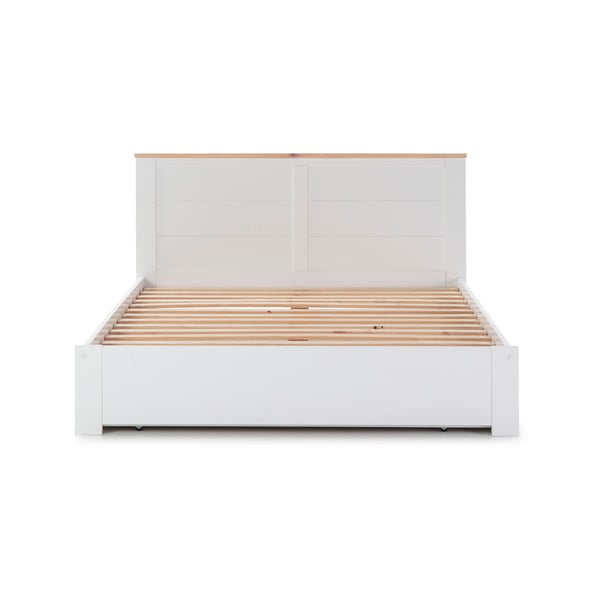 Balta dvigulė lova su patalynės dėže Marckeric Gabi, 160 x 200 cm