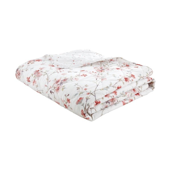 Baltos ir raudonos spalvos antklodė Catherine Lansfield Jasmine Floral, 220 x 230 cm