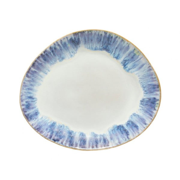 Baltos ir mėlynos spalvos akmens masės ovali lėkštė Costa Nova Brisa, ⌀ 27 cm