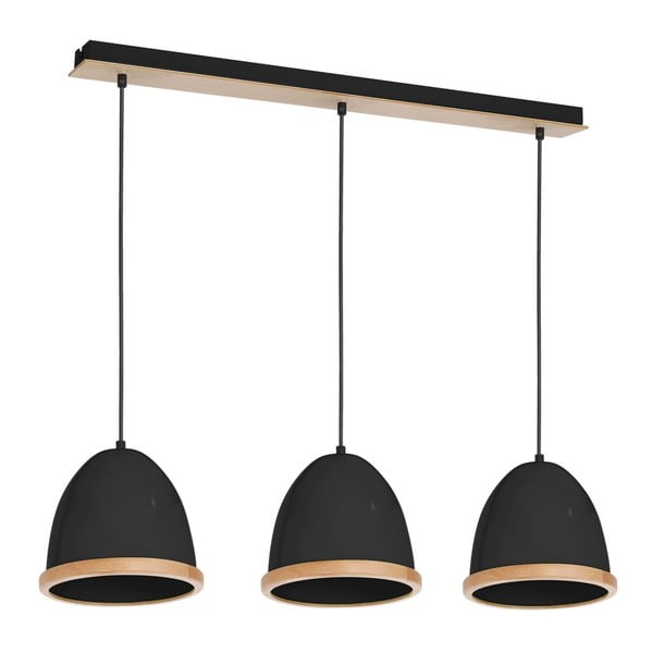 Juodas pakabinamas šviestuvas su medinėmis detalėmis Homemania Studio Tres