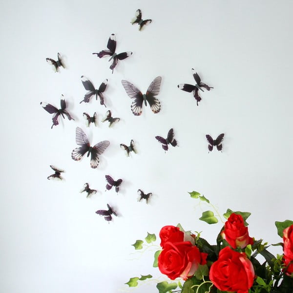 18 juodų 3D lipdukų rinkinys Ambiance Butterflies Chic