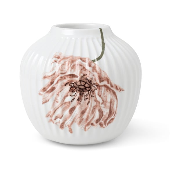 Balta porcelianinė vaza Kähler Design Poppy, aukštis 13 cm