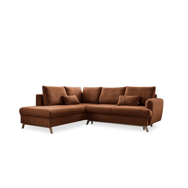 Oranžinės spalvos sofa-lova Miuform Scandic Lagom L, kairysis kampas