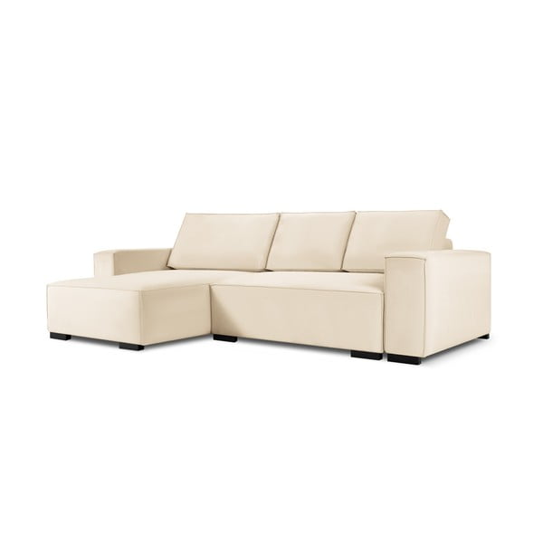 Smėlio spalvos aksominė modulinė kampinė sofa-lova Mazzini Sofas Azalea
