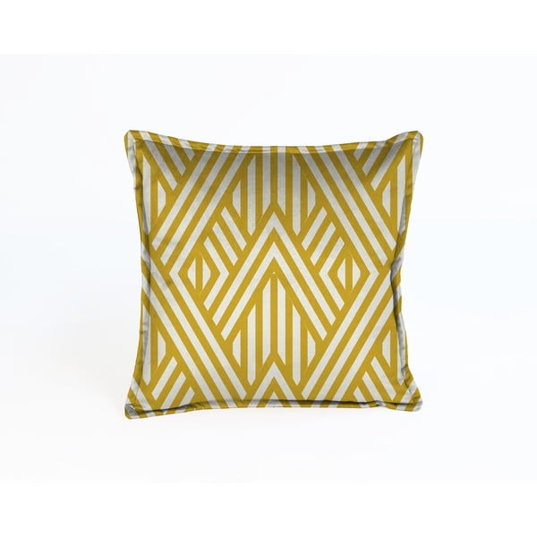 Geltonos ir baltos spalvos aksominė pagalvėlė Velvet Atelier Lines, 45 x 45 cm