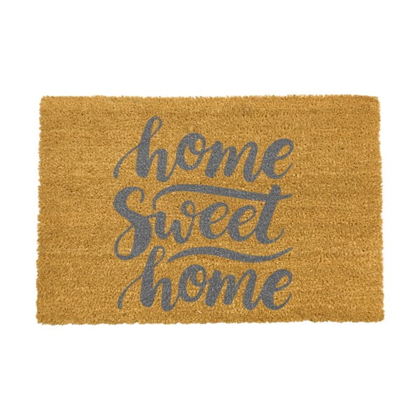 Natūralaus kokoso pluošto kilimėlis Artsy Doormats Home Sweet Home Grey, 40 x 60 cm