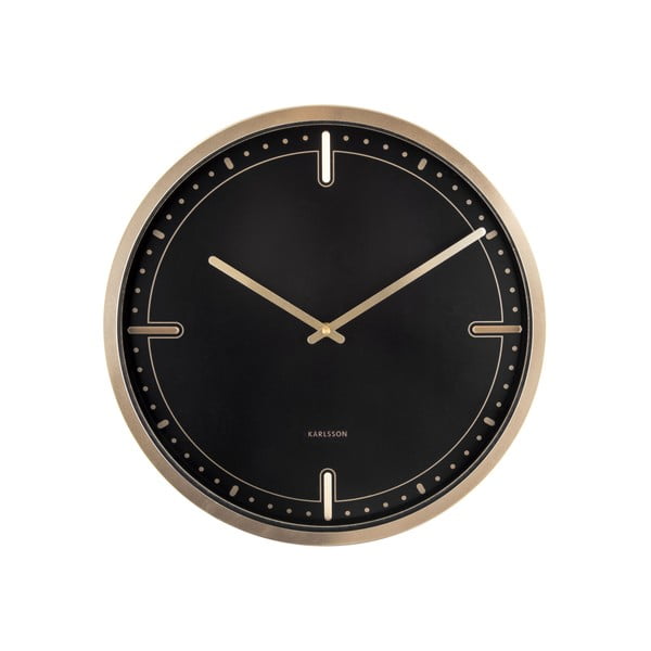 Juodas sieninis laikrodis Karlsson Dots, ø 42 cm