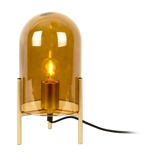 Geltonos spalvos stiklo stalinis šviestuvas Leitmotiv Bell, aukštis 30 cm