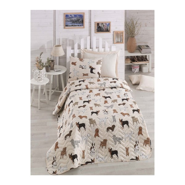 Kreminė lovatiesė su pagalvės užvalkalu Peritos, 160 x 220 cm