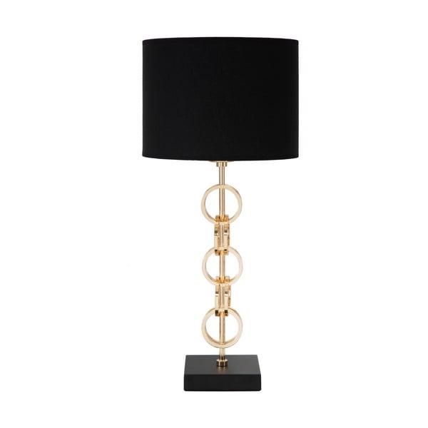 Juodos ir aukso spalvos stalinė lempa Mauro Ferretti Glam Rings, aukštis 54,5 cm