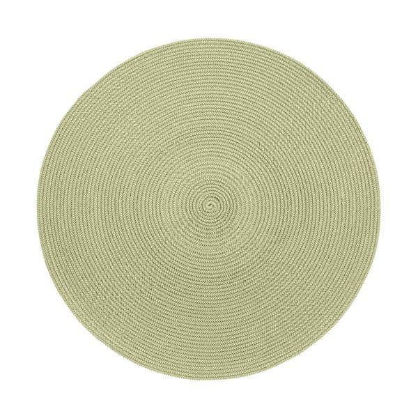Smėlio-žalios spalvos Zic Zac apvalus šambrajaus kilimėlis, ø 38 cm