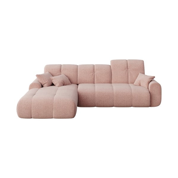 Rožinė kampinė sofa-lova Devichy Tous, kairysis kampas