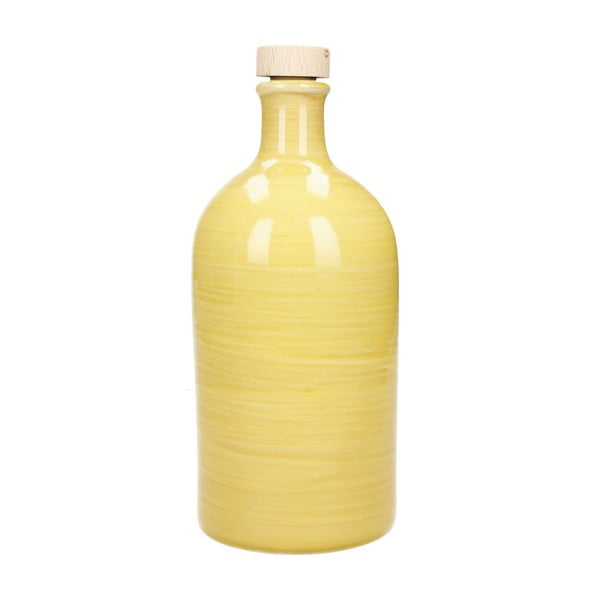 Geltonos spalvos keraminis butelis aliejui Brandani Maiolica, 500 ml