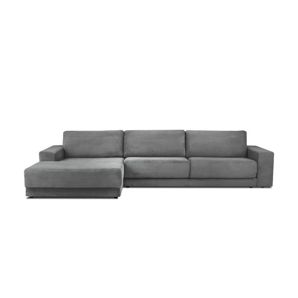 Pilka aksominė sofa-lova Milo Casa Donatella, kairysis kampas