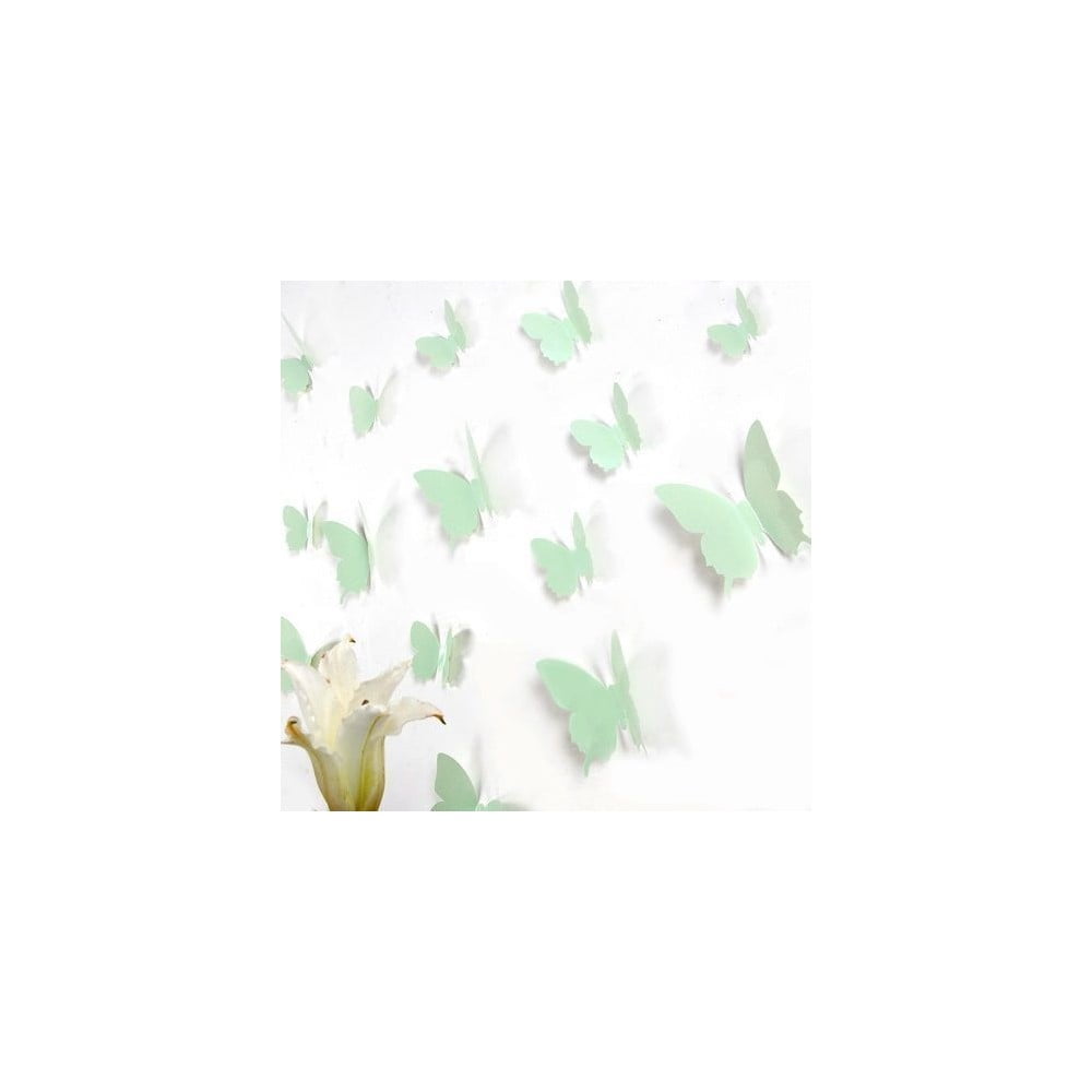 12 žalių 3D lipdukų rinkinys Ambiance Butterflies