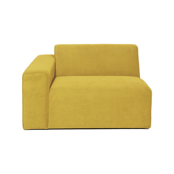 Geltonos spalvos aksominės sofos modulis Scandic Sting, 124 cm, kairysis kampas