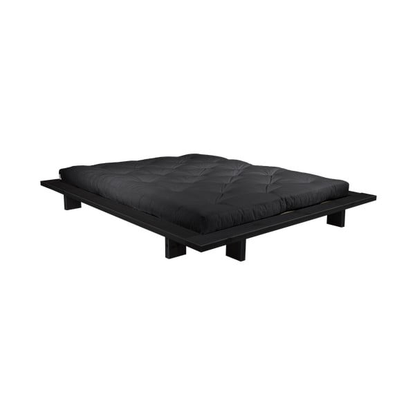 Pušies medienos dvigulė lova su čiužiniu Karup Design Japan Comfort Mat Black/Black, 140 x 200 cm