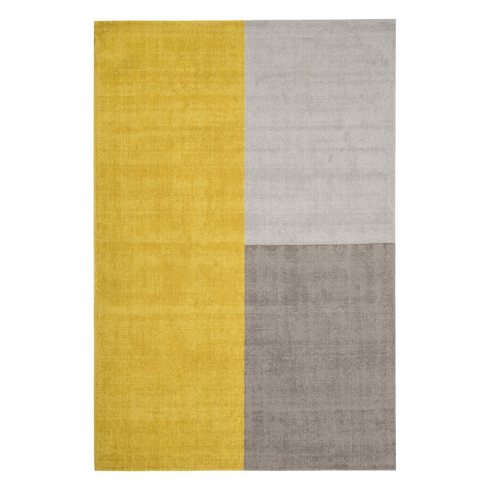 Geltonas ir pilkas kilimas Asiatic Carpets Blox, 120 x 170 cm