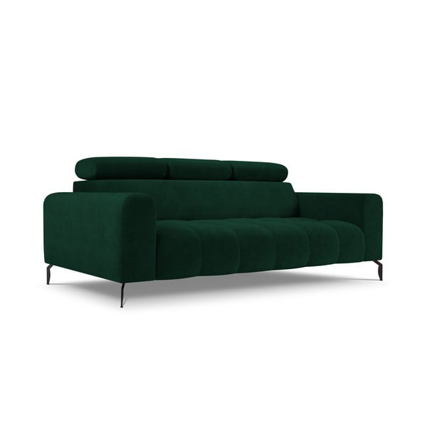 Tamsiai žalia reguliuojama sofa su aksominiu paviršiumi Milo Casa Nico