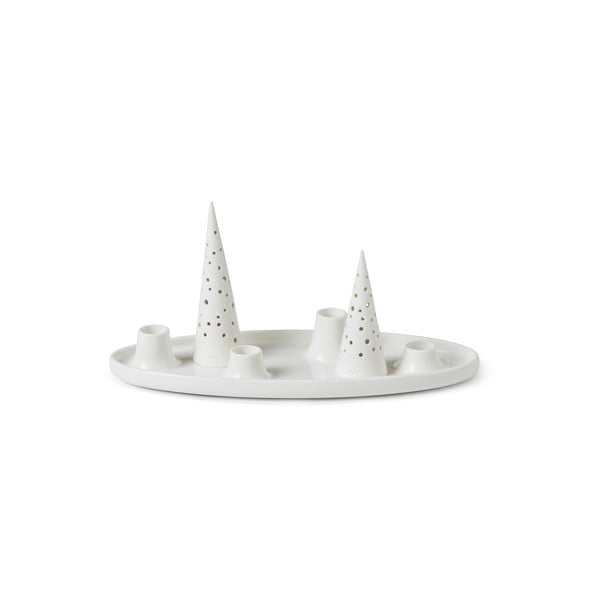Balta keramikinė advento žvakidė Kähler Design Nobili, ilgis 33 cm